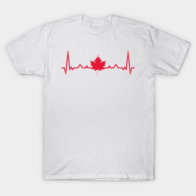 Maple Leaf Heartbeat Canada Canadian Xmas Gift T-Shirt by qwertydesigns